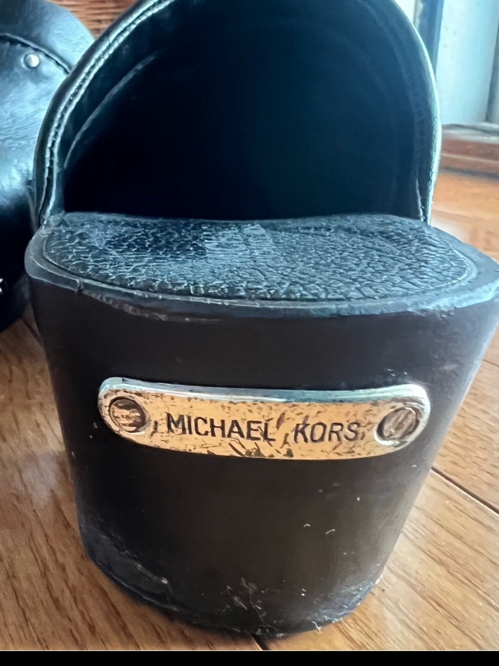 Michael Kors Black Studded Leather Clogs - Picture 2 of 3